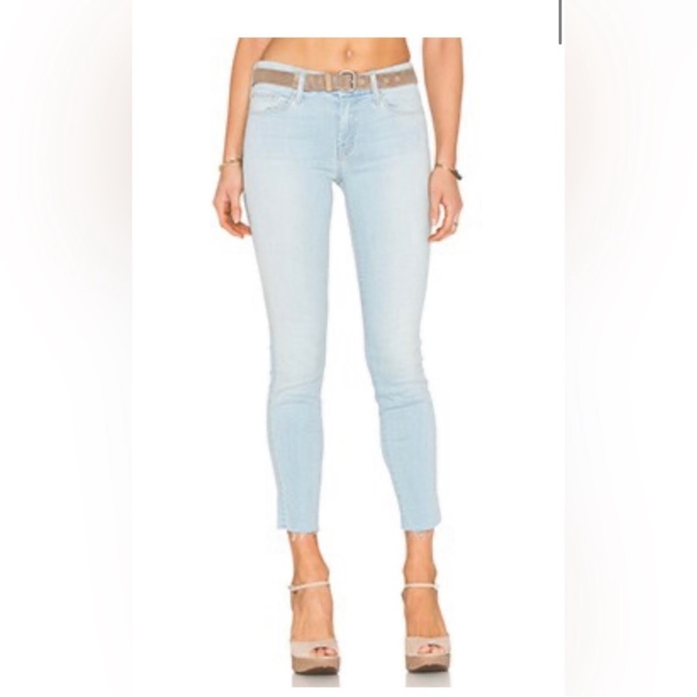 MOTHER Light Washed Blue Denim Looker Ankle Fray‎ Jeans 25